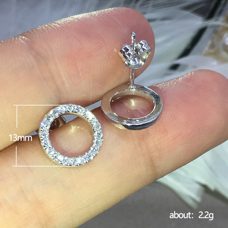 Fashion Versatile Crystal Dazzling Circle Stud Earrings