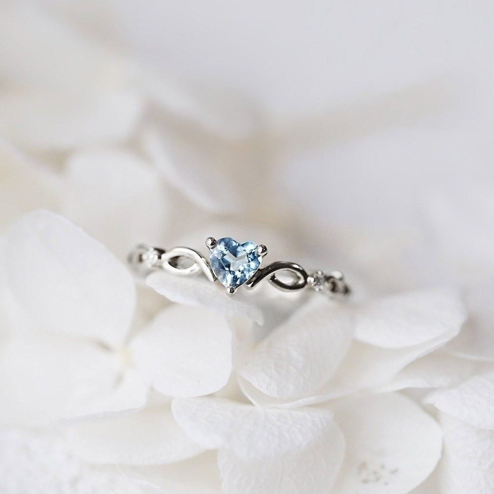 Huitan Simple Heart Ring For Women Female Cute Finger Ring