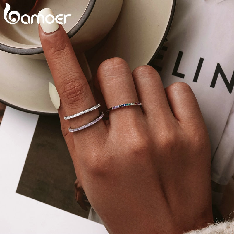 925 Sterling Silver CZ Simulated Diamond Stackable Ring
