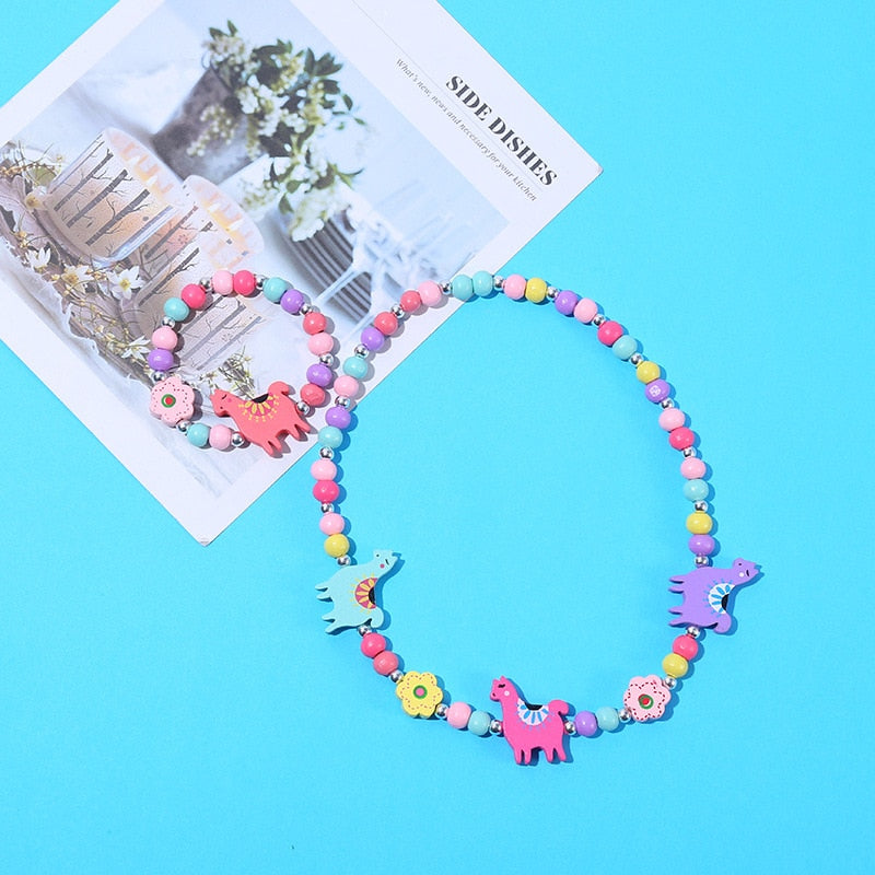 2pcs/Set Fashion Natural Wood Beads Necklace Bracelet