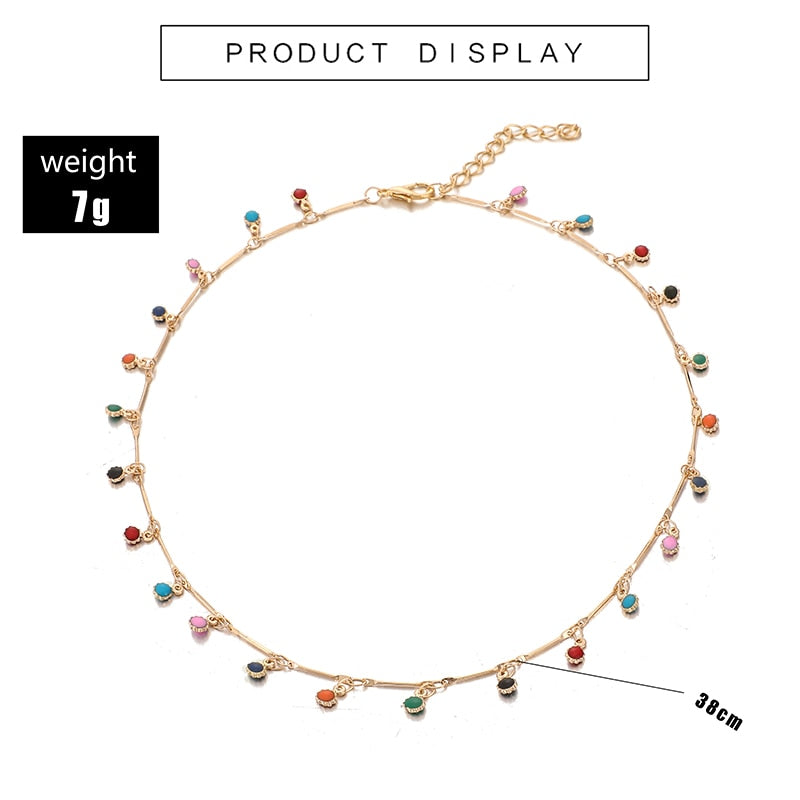 Tocona Bohemian Colorful Tassel Clavicle Chain Beaded Necklace