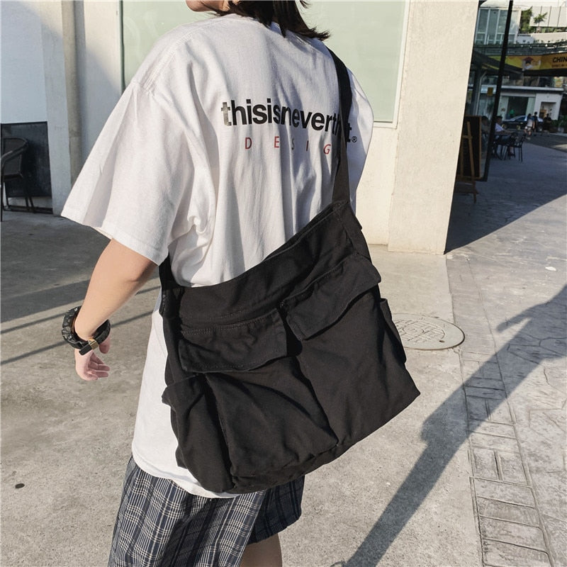 Solid Large Capacity Casual Canvas Bag