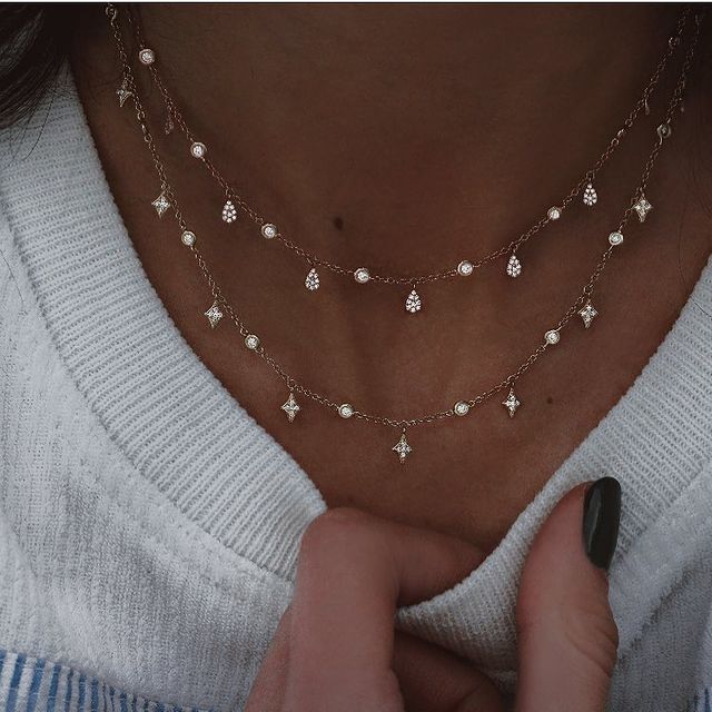 New Fashion Gold Crystal Stars Pendant Necklace