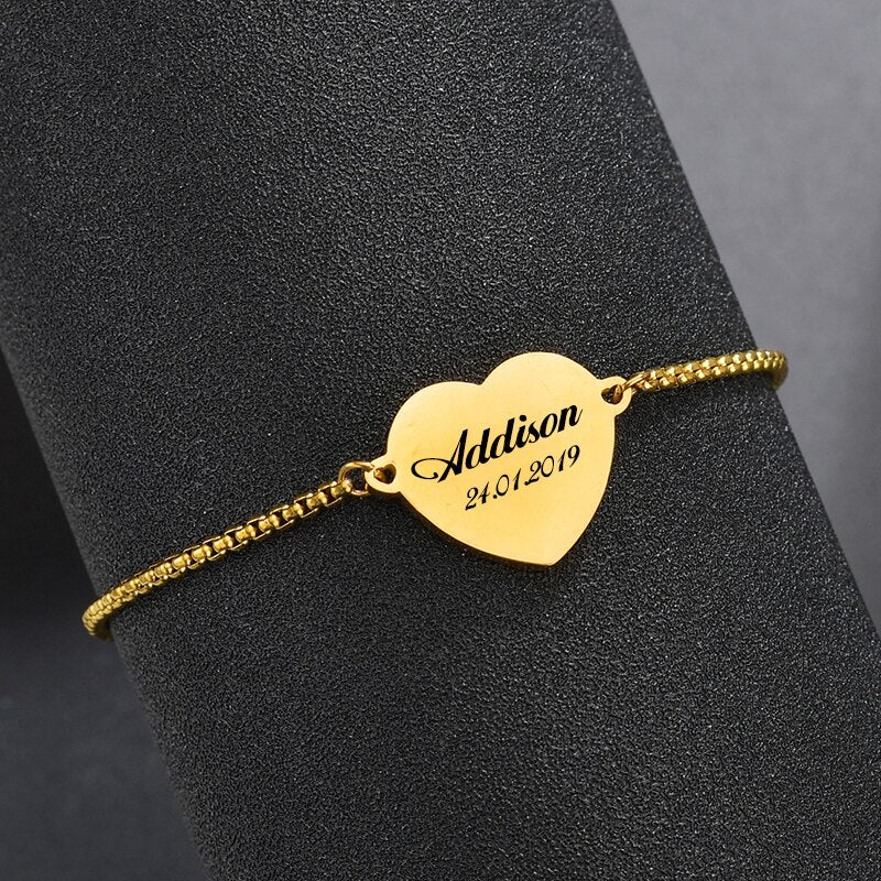 Personalized Stainless Steel Engrave Photo Name Bracelet