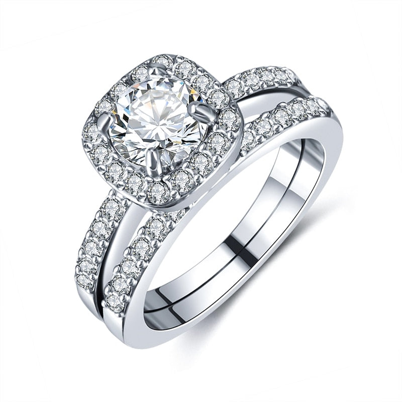 Trendy Crystal Engagement Claws White Zircon Cubic elegant Ring