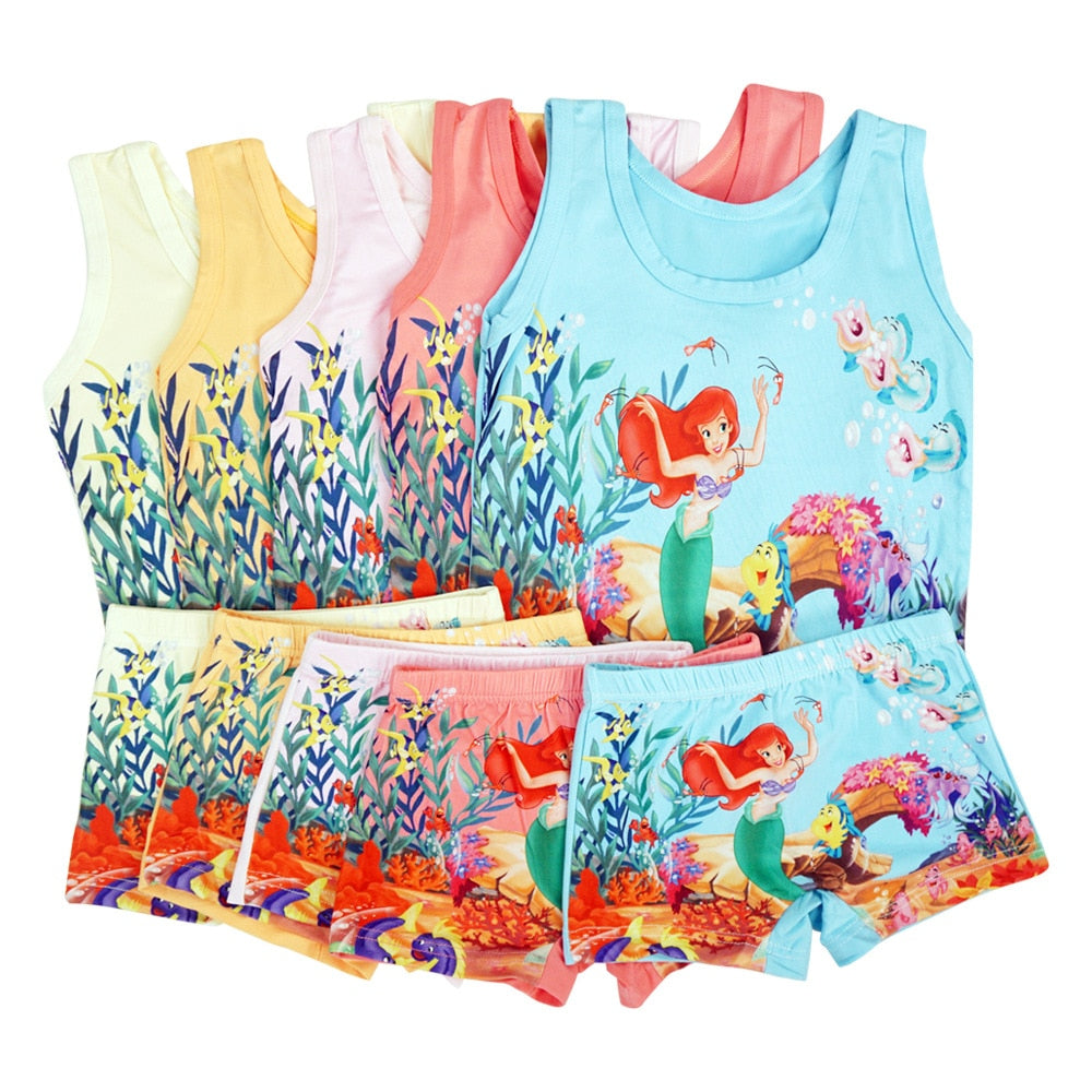 Summer Children's Vest Suit Cartoon Frozen Minnie Kids Short Sleeved