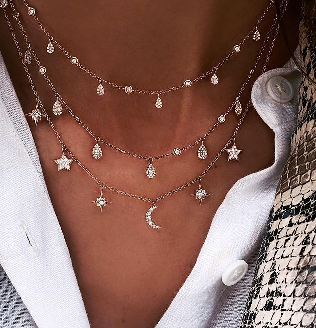 New Fashion Gold Crystal Stars Pendant Necklace
