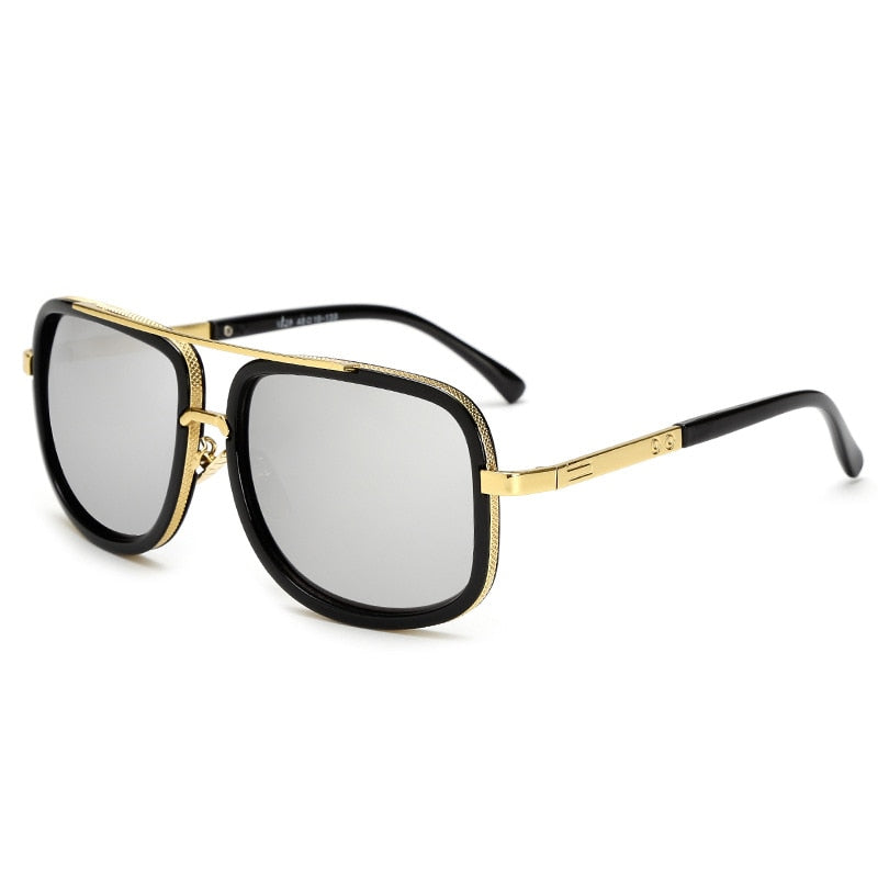 Big Frame Square Metal Sun Glasses