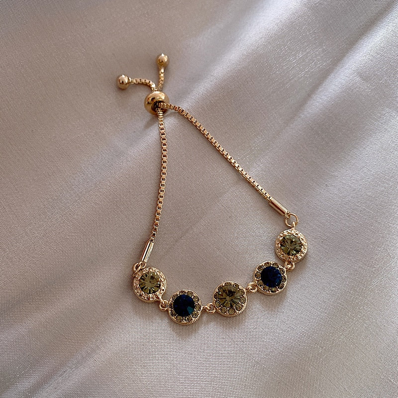 Korean New Luxury Crystal Flower Cubic Zirconia Pendant Bracelet