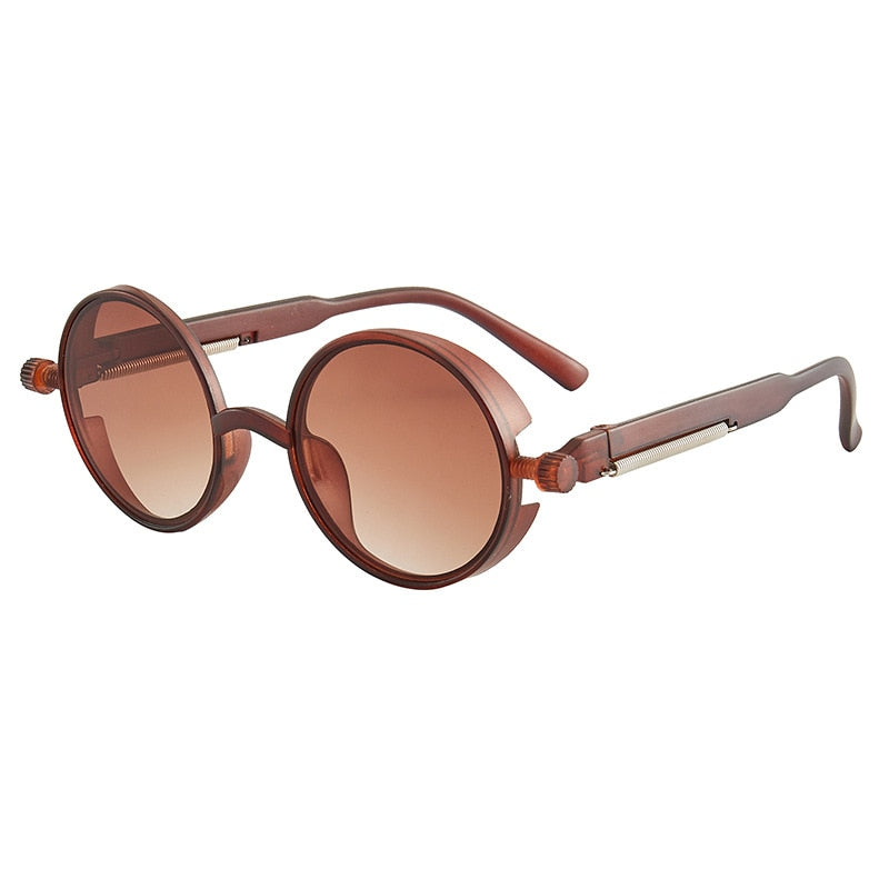 Luxury Classic Gothic Steampunk Round Sunglasses