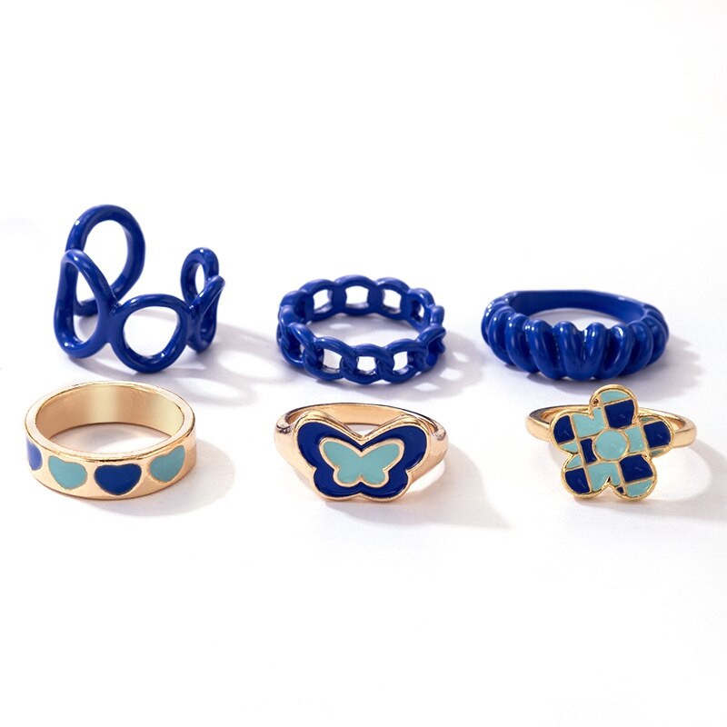 14 Pcs/Set Neo-Gothic Mixed Feather Elephant Star Moon Sun Ring