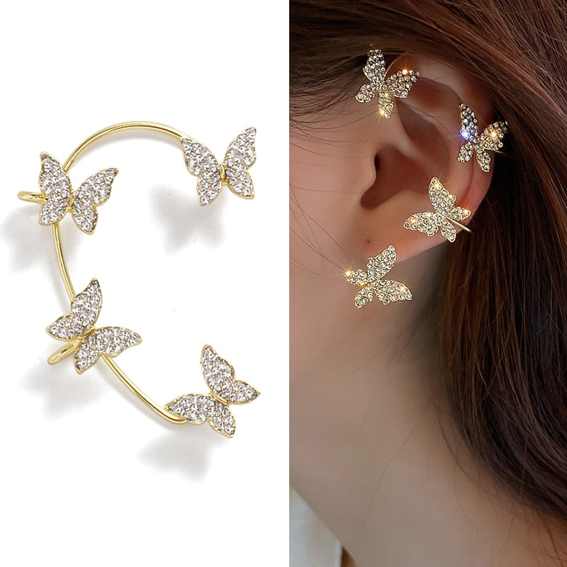 Luxury Shiny Crystal Rhinestone Long Tassel Ear Cuff Earing