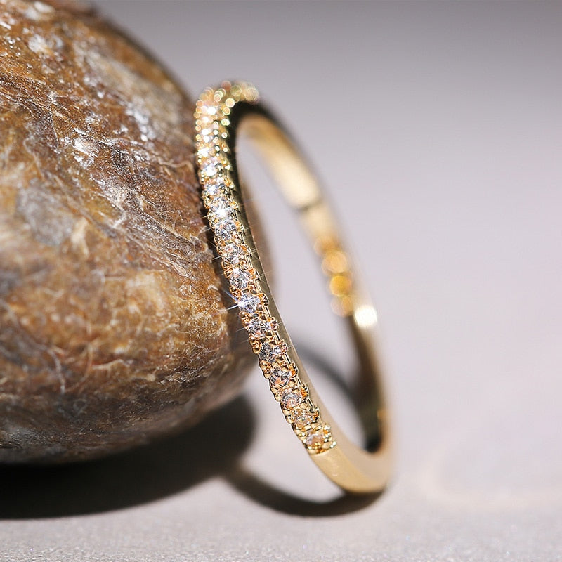 Minimalist Thin Cubic Zircon High Quality Versatile Ring