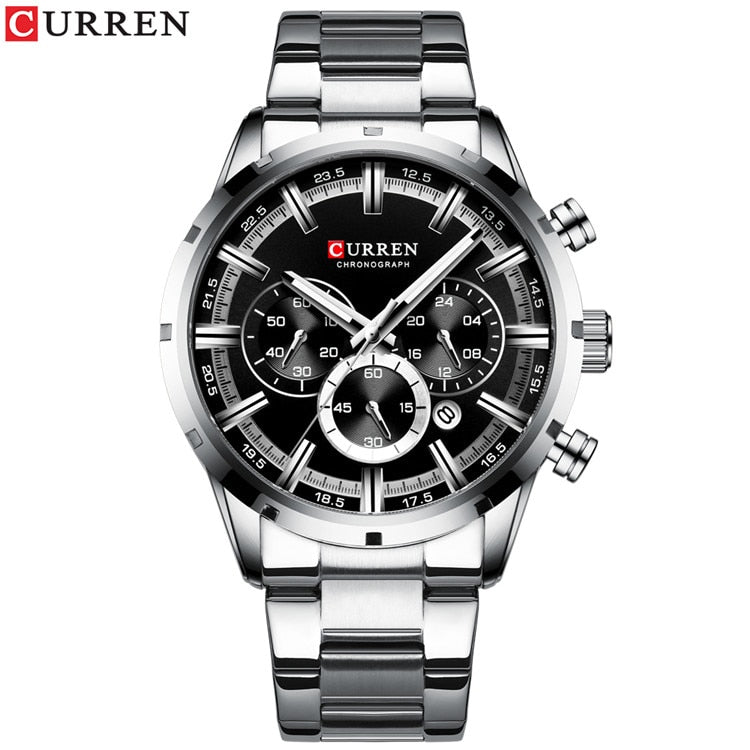Blue Dial Stainless Steel Band Date Mens Watch