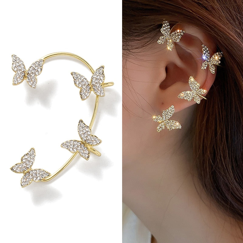 Luxury Shiny Crystal Rhinestone Long Tassel Ear Cuff Earing