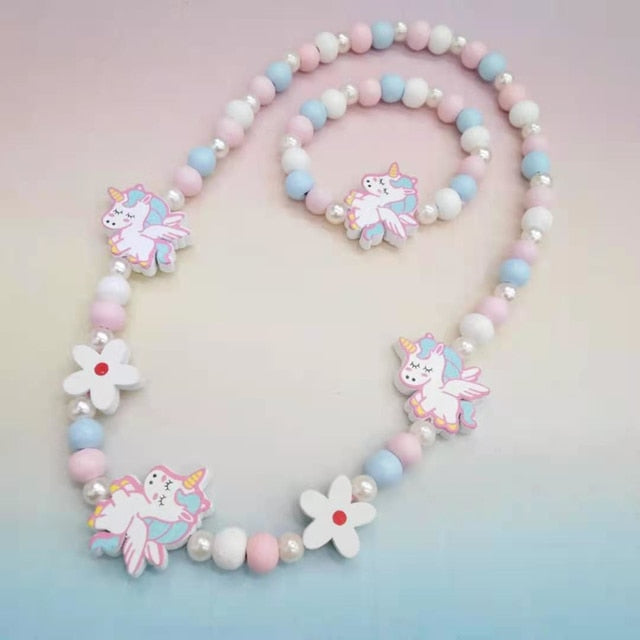 2pcs/Set Fashion Natural Wood Beads Necklace Bracelet