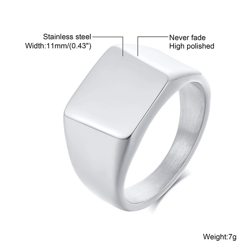 Lotus Signet Stainless Steel Elegant Signet Ring