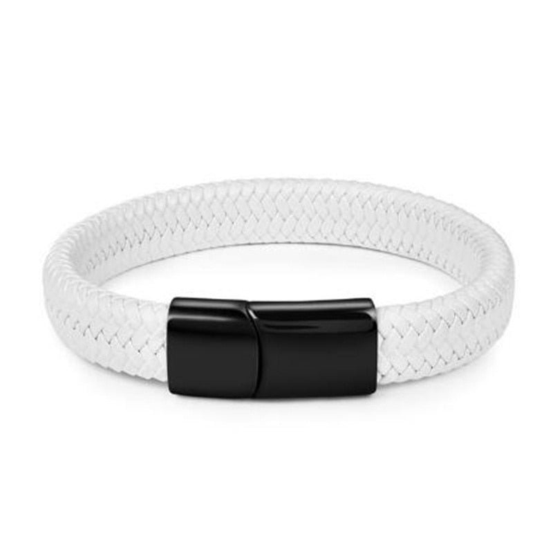 Black Braided Leather Wrap Infinity Bracelet