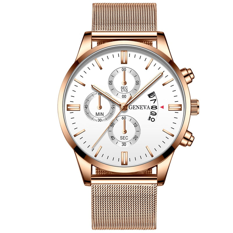 Men's Stainless Steel Mesh Belt Analog Quartz Watch