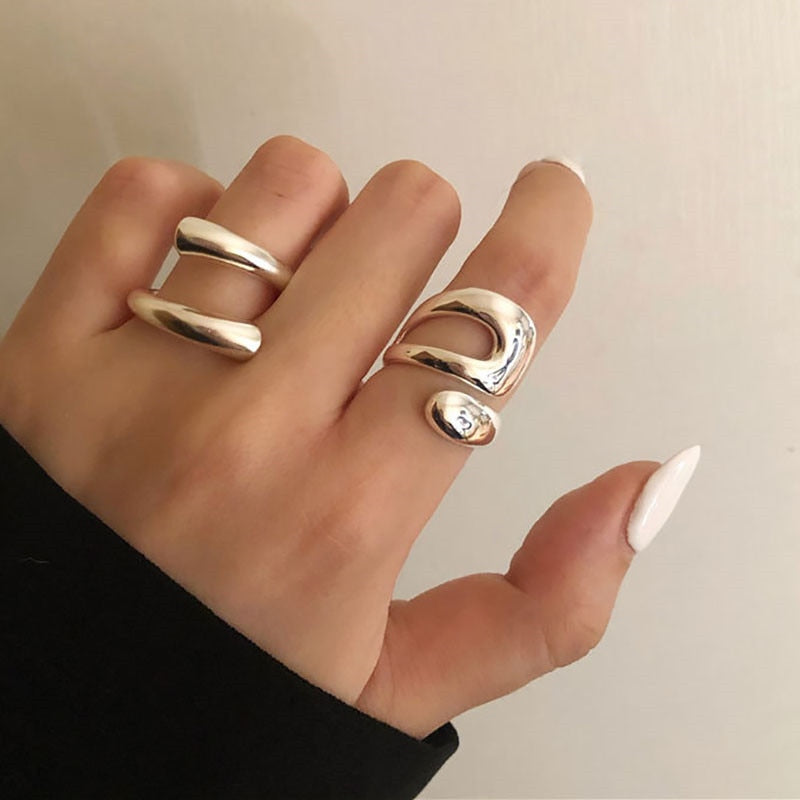 Simple Open Gold Color Adjustable Ring - Jeglowstore