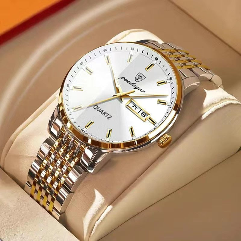 Luxury Push Button Hidden Clasp Waterproof Luminous Wrist Watches