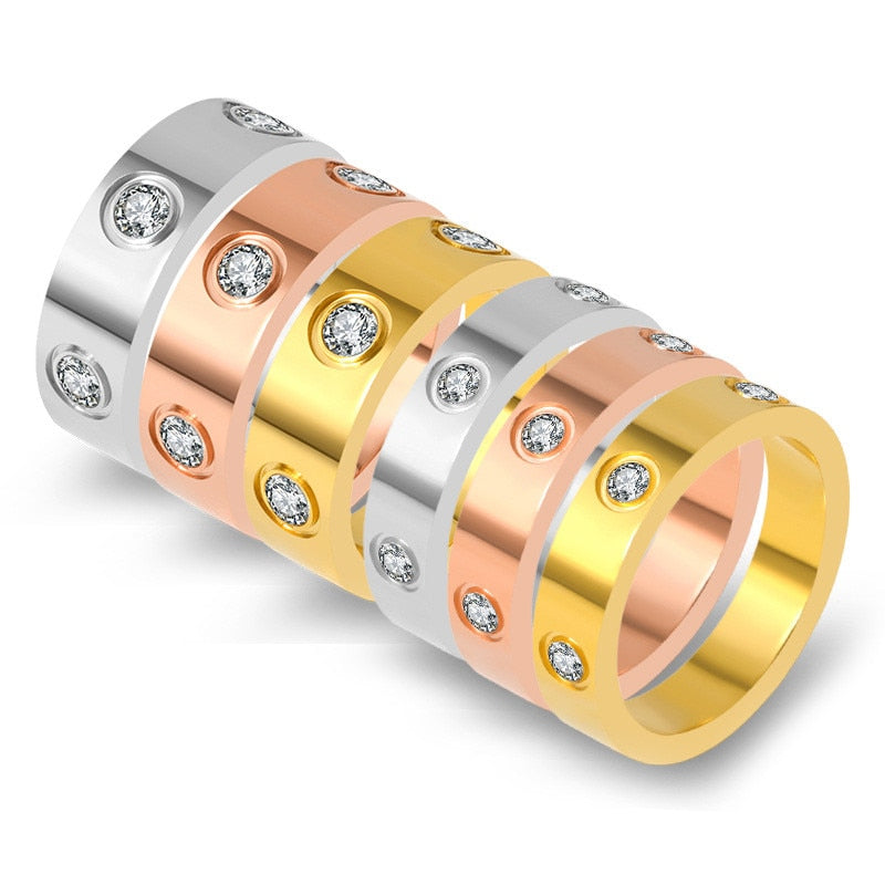 Trendy Stainless Steel Rose Gold Color Love Ring