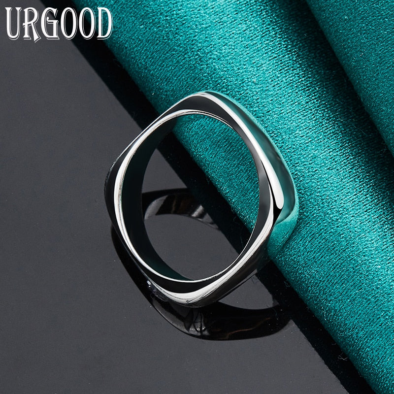 925 Sterling Silver Smooth Square Ring