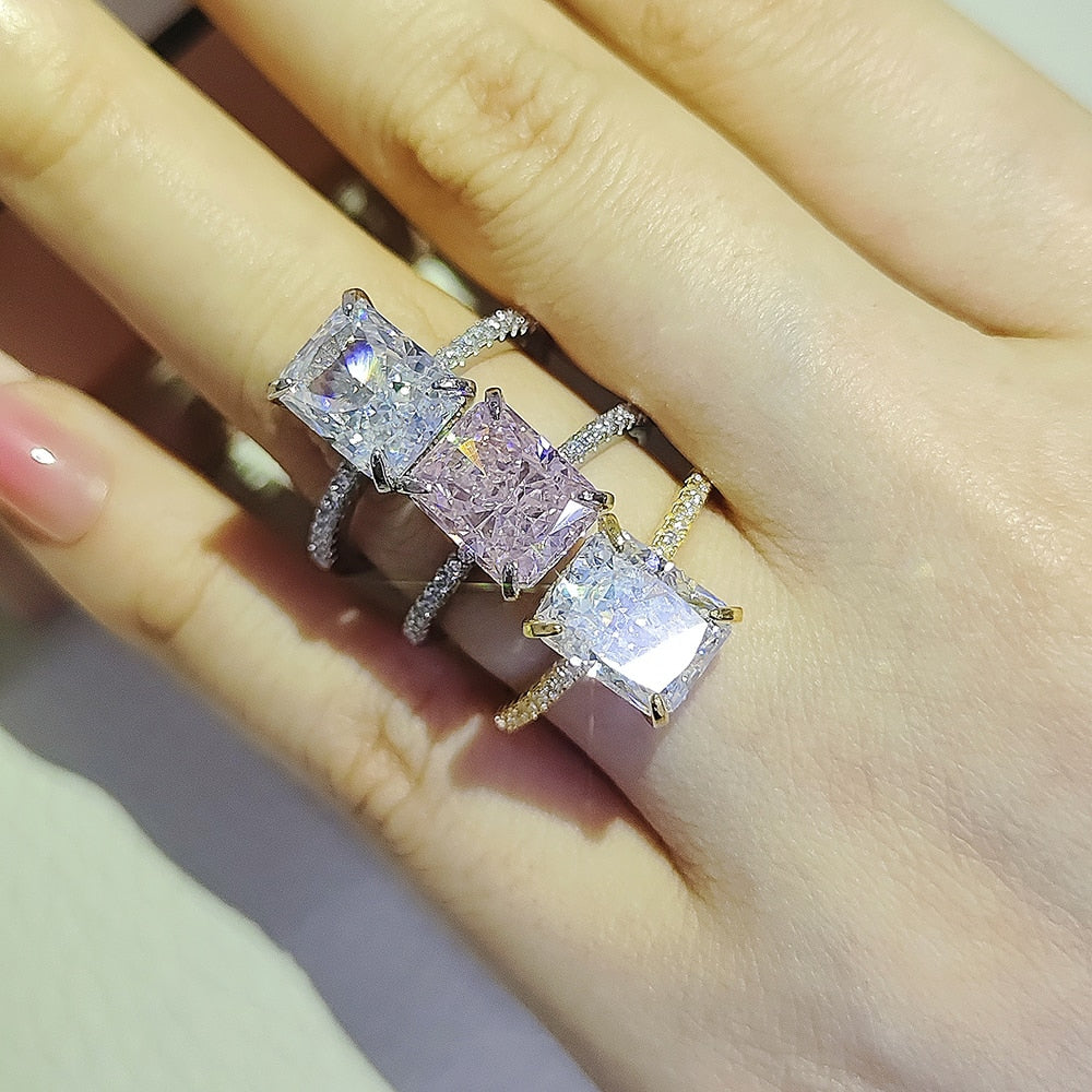 2023 new design luxury pink ice cut 925 sterling silver ring