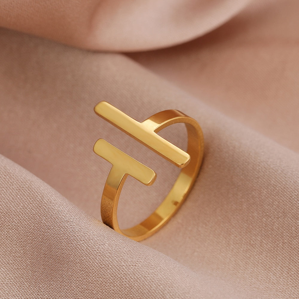 Stainless Steel Ring Simple Minimalist Stick Fashion Couple Adjustable Ring
