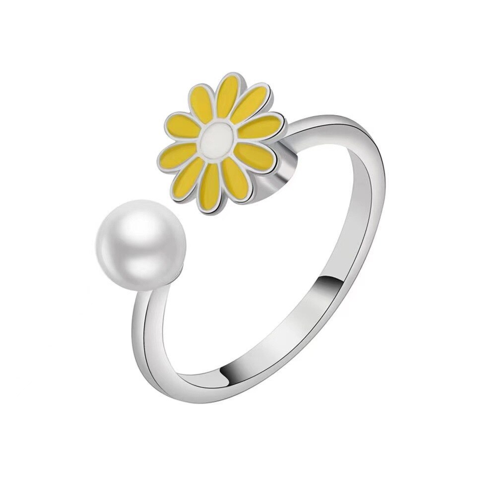 Zircon Moon Star Stainless Steel Adjustable Finger Ring