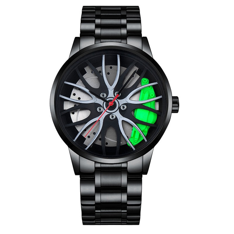 Fashion Car Wheel Rim Hub Leather Belt Watch For Men
