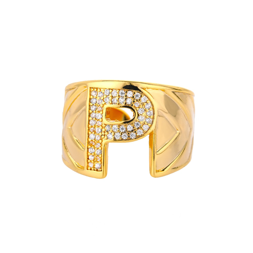 Adjustable Stainless Steel Alphabet Name Initials Ring