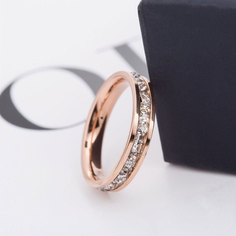 Stainless Steel Stackable CZ Eternity Ring - Jeglowstore