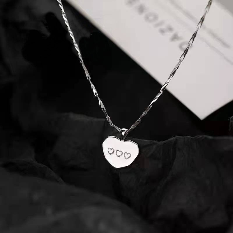 Shiny Bling Zircon Double Layer Heart Clavicle Chain  Necklace