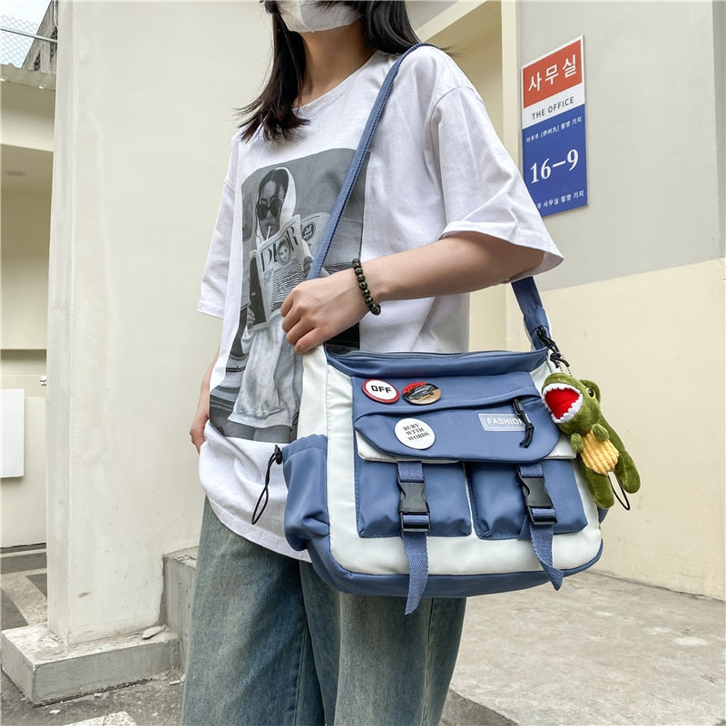 Harajuku Diagonal Nylon Canvas Messenger Bag
