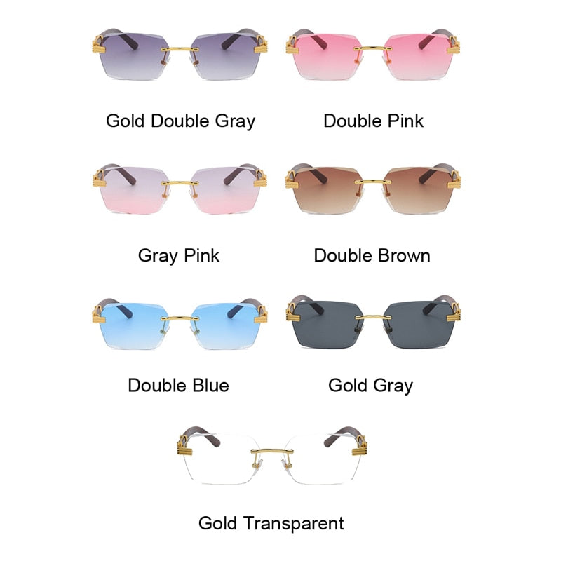 Luxury Rimless Square Frameless Gradient Sunglasses