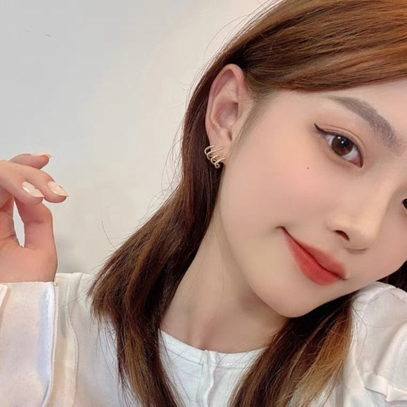 Korean Four-Prong Setting CZ Earing Claw Ear Hook Clip