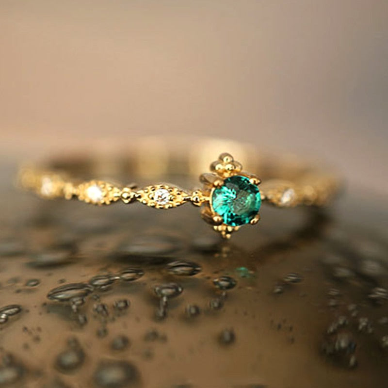 Trendy Fine 14k Real Gold Emerald Opening Rings - Jeglowstore