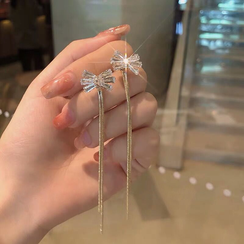 LFashion Full Crystal Simulated Pearl Tassel Drop Earring