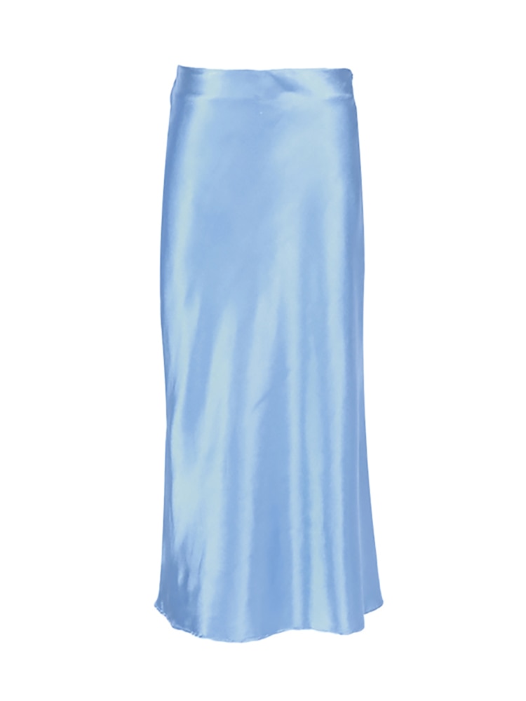 Solid Purple Satin High Waisted Silk Skirt