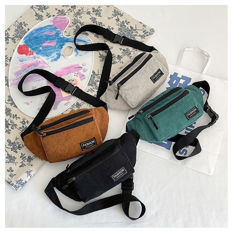 Corduroy Waist Bag Small Canvas Bag