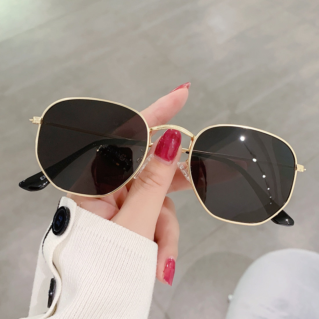 Metal Frame  Hexagon Sun Glasses