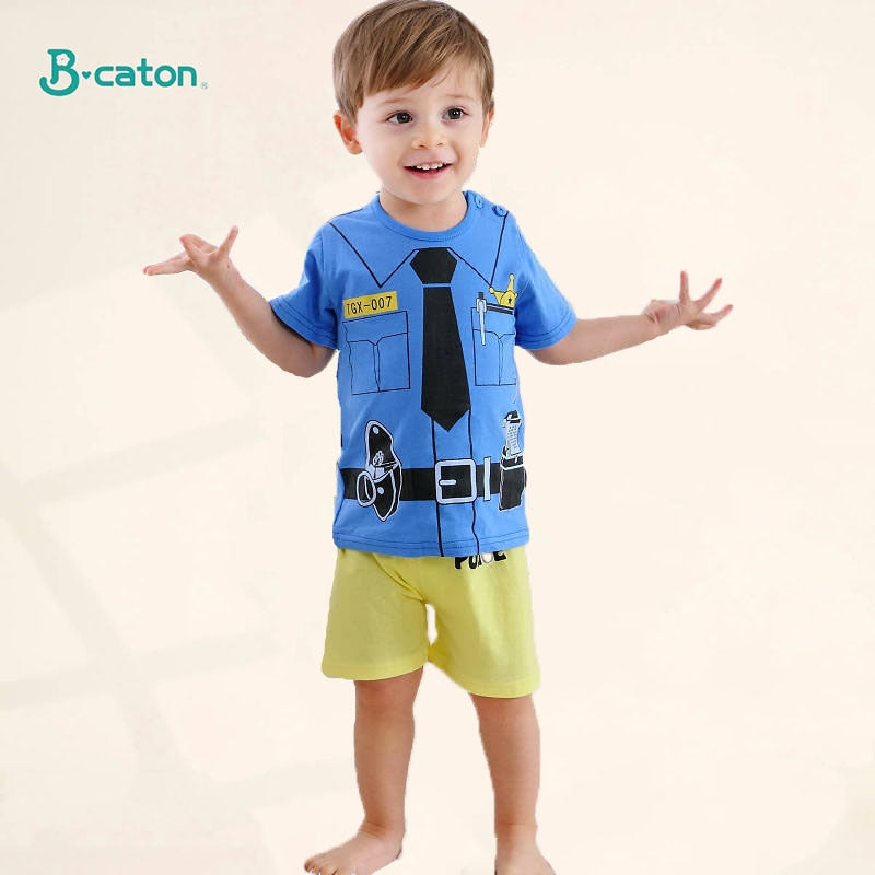 2PCS 100% Cotton Soft Summer Children Baby Cloths T-shirt