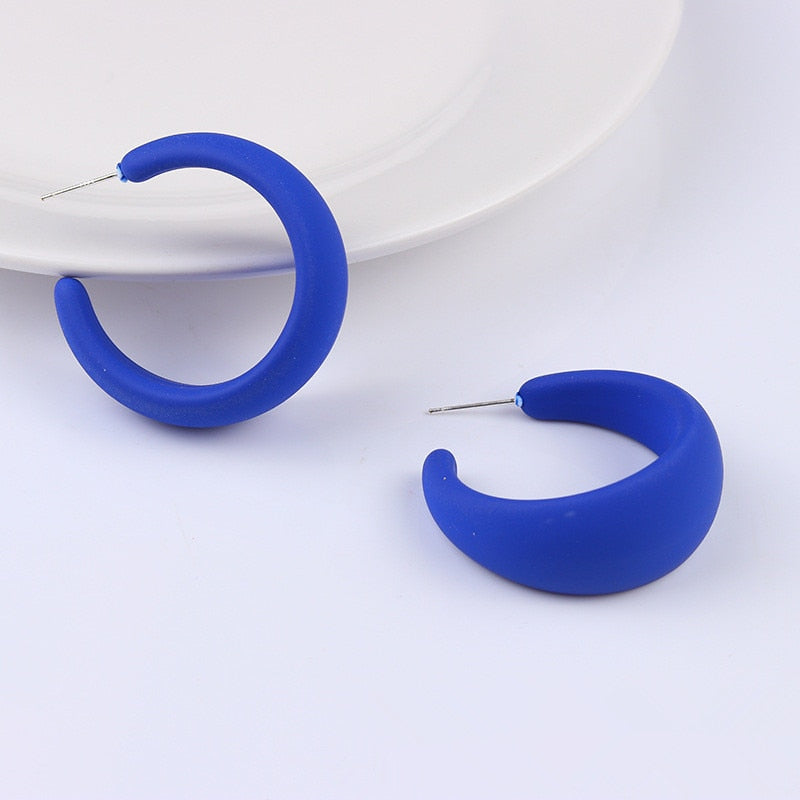 Korean style candy colors C-shaped earrings