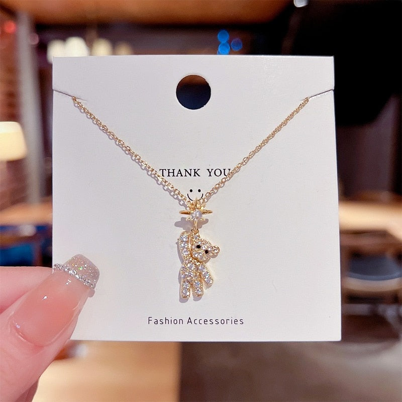 Heart Zircon Crystal Stainless Steel Necklace