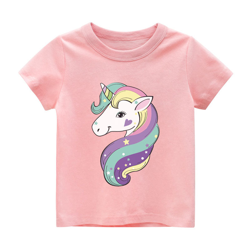 Boys Dinosaur T-shirts Cartoon Printed Girls Tees Children Tops Short-sleeve