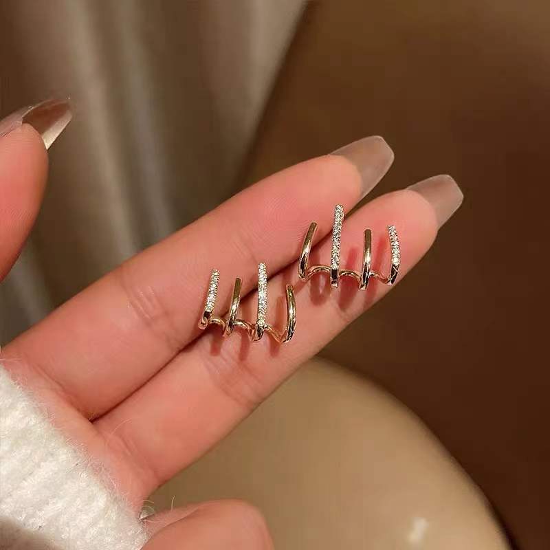 Korean Four-Prong Setting CZ Earing Claw Ear Hook Clip