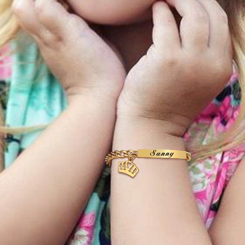 Custom Personalized Name Baby ID Stainless Steel Bracelet