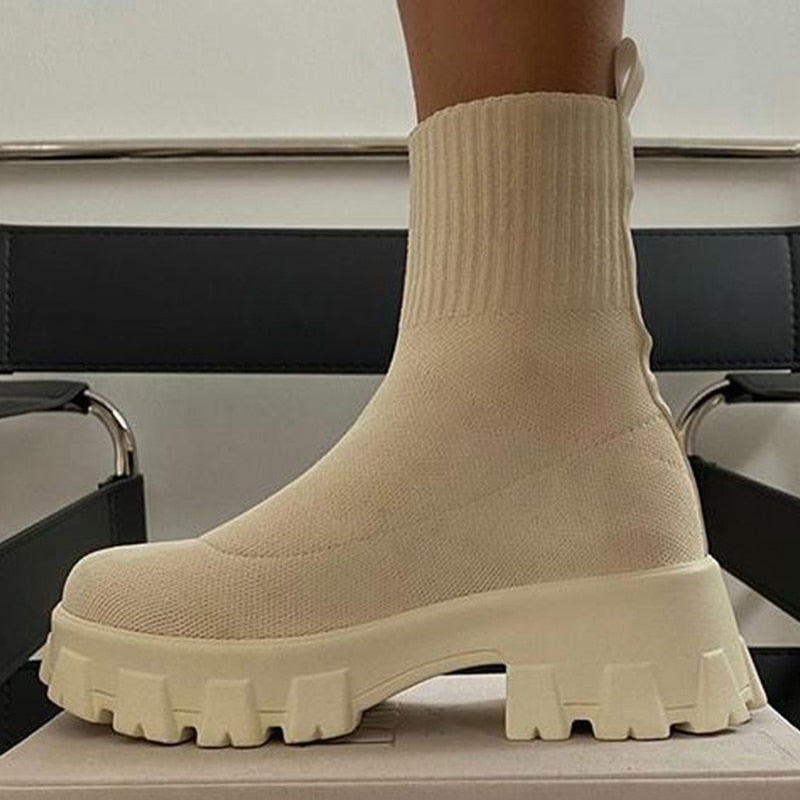 Platform Boots For Autumn Winter Shoes Slip On Platform Shoes