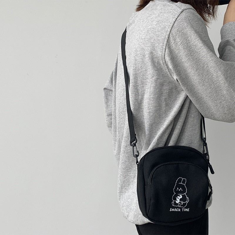 Cute Rabbit Canvas Women Small Crossbody Bag